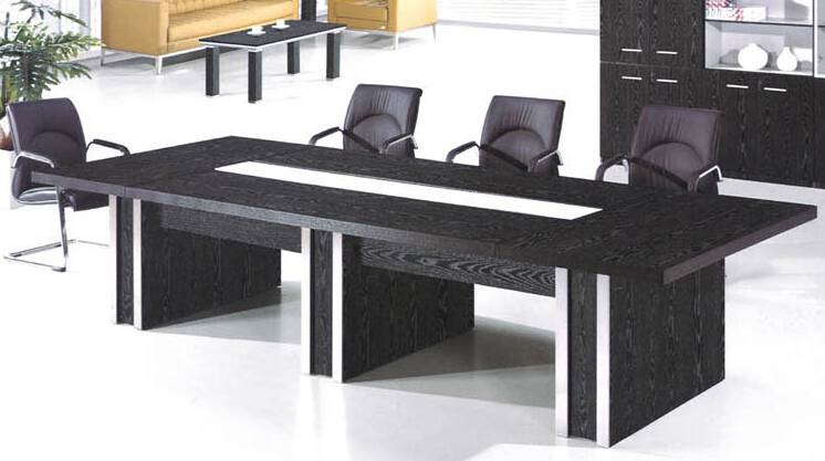 【会议桌】会议桌价格,黑中三纹+钛白时尚耐用会议台,一件起批,规格3000×1400×760(mm)